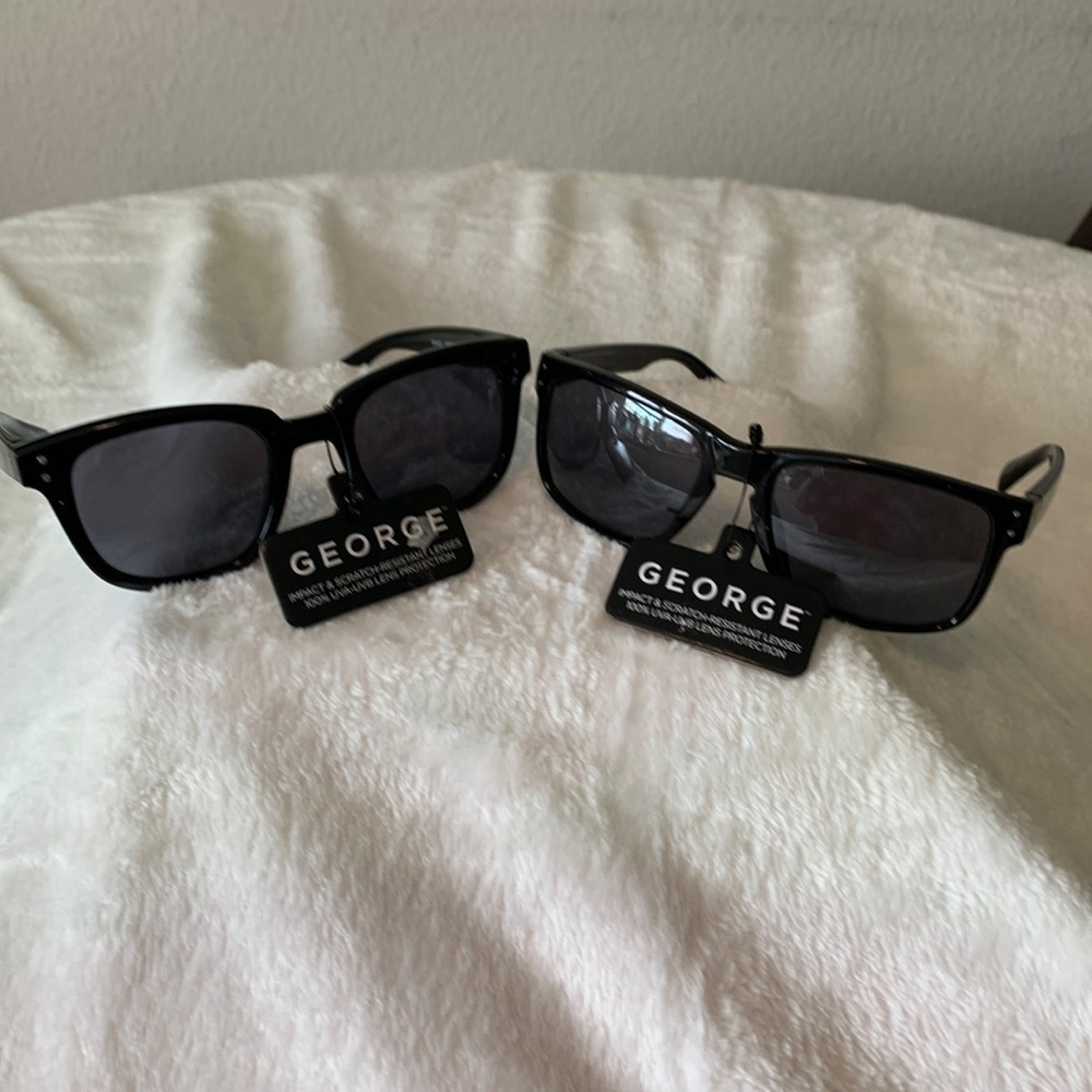 George Sunglasses - (2 Pair) Black and Black Impact & Scratch-Resistant Lenses